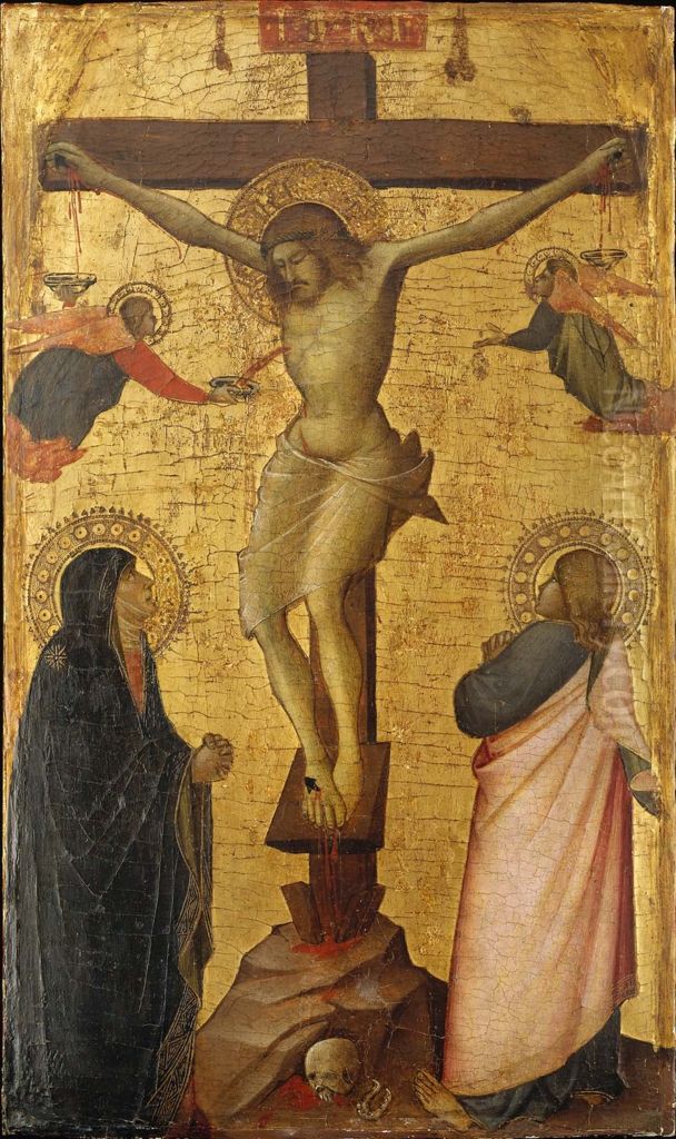 The Crucifixion with the Virgin and Saint John Oil Painting by Agnolo Gaddi