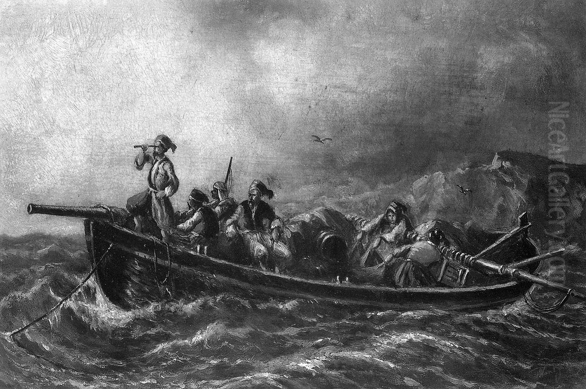 Men in a Boat Oil Painting by Albert Van Beest