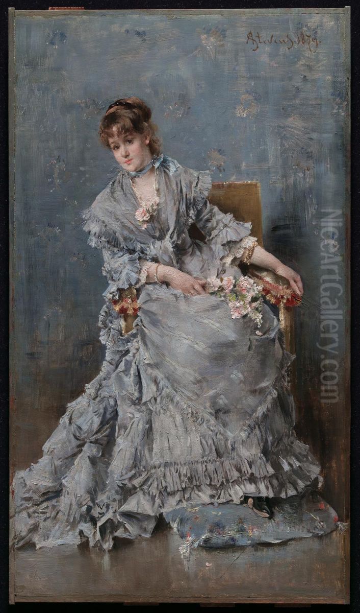 The Attentive Listener Oil Painting by Alfred Stevens
