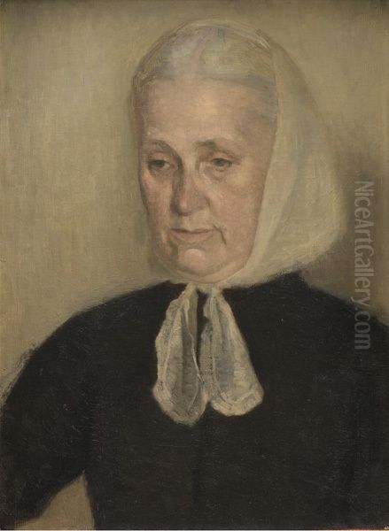 Frederikke Amalie Hammershoi, f. Rentzmann, kunstnerens moder Oil Painting by Vilhelm Hammershoi
