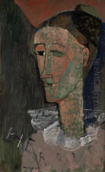 Self-Portrait as Pierrot Oil Painting by Amedeo Modigliani