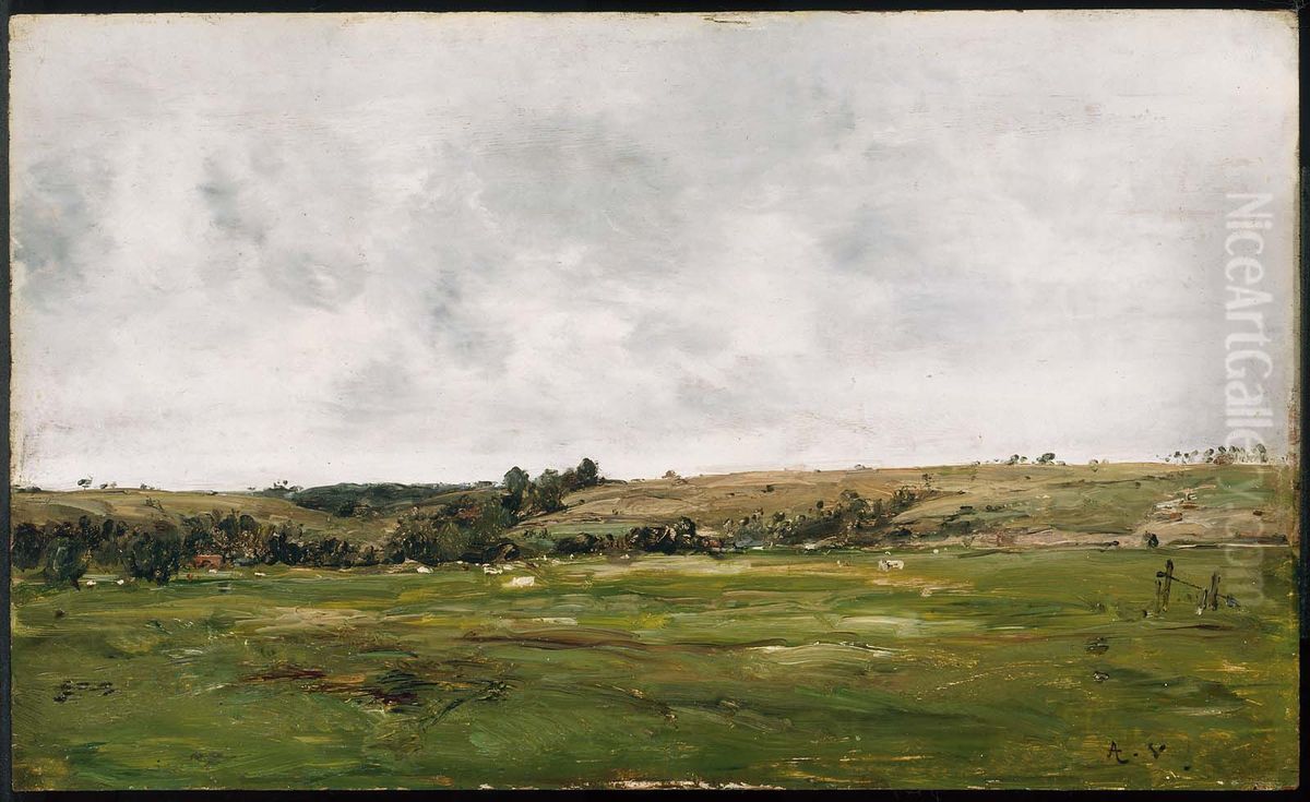Meadows and Low Hills Oil Painting by Antoine Vollon