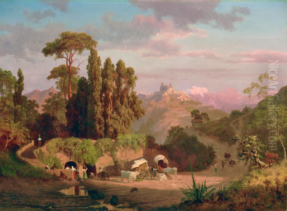 View of Subiaco, Italy Oil Painting by Albert Bierstadt