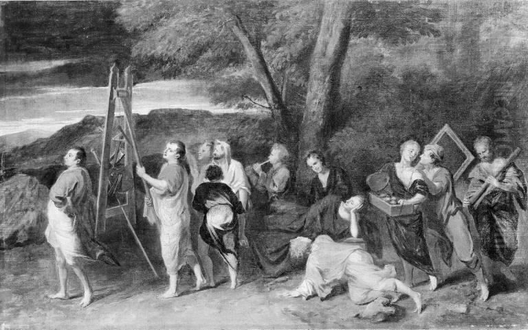 Maler-processionen Oil Painting by Nicolas Poussin