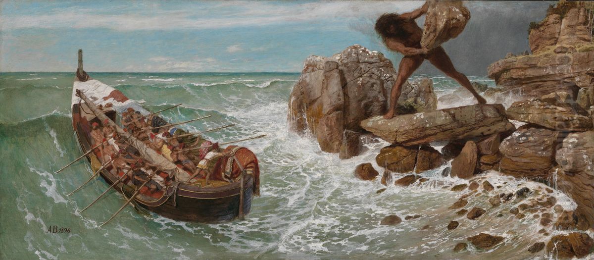 Odysseus and Polyphemus Oil Painting by Arnold Bocklin