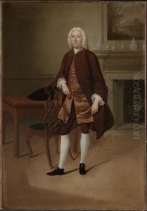 Portrait of a Man Standing Beside a Table Portrait of a Man Standing Beside a Table