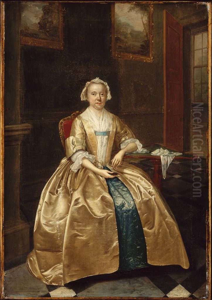 Portrait of a Woman Seated beside a Table Oil Painting by Arthur Devis