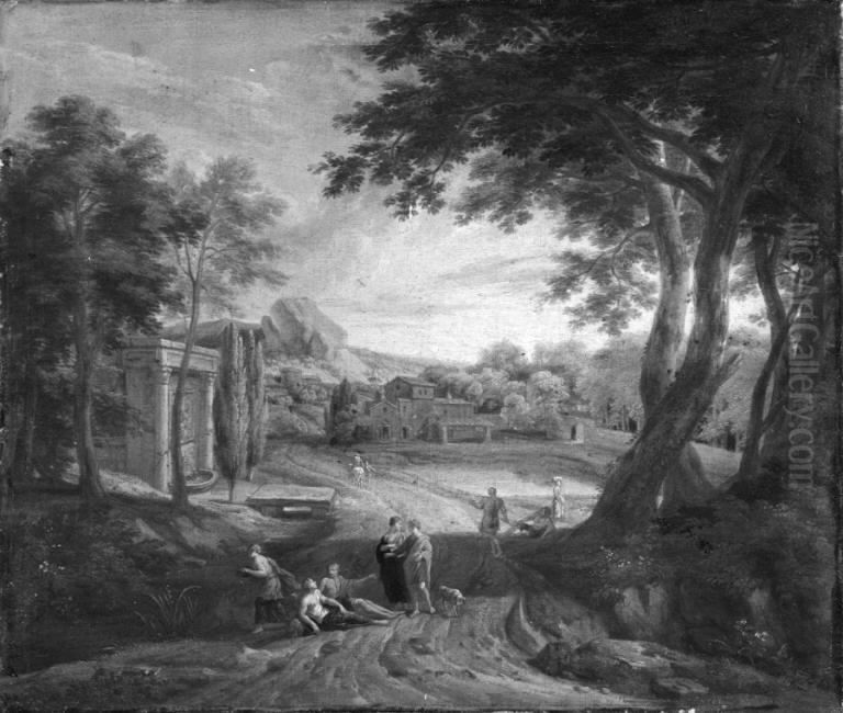 Arcadian Landscape Oil Painting by Francisque Millet