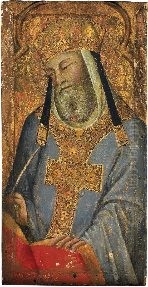 A Papal Saint (Saint Gregory the Great?) Oil Painting by Bartolo di Fredi