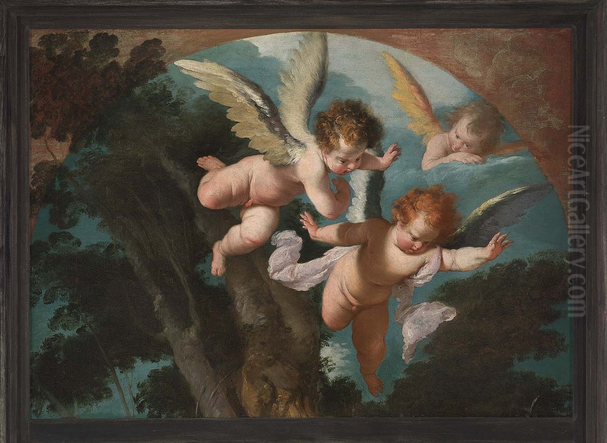 Three angels Oil Painting by Bernardo Strozzi
