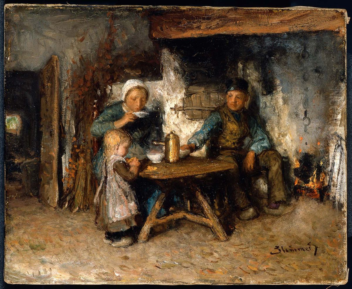 Cottage Interior Oil Painting by Bernard Blommers