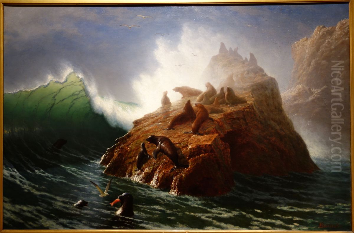 Seal Rock Oil Painting by Albert Bierstadt