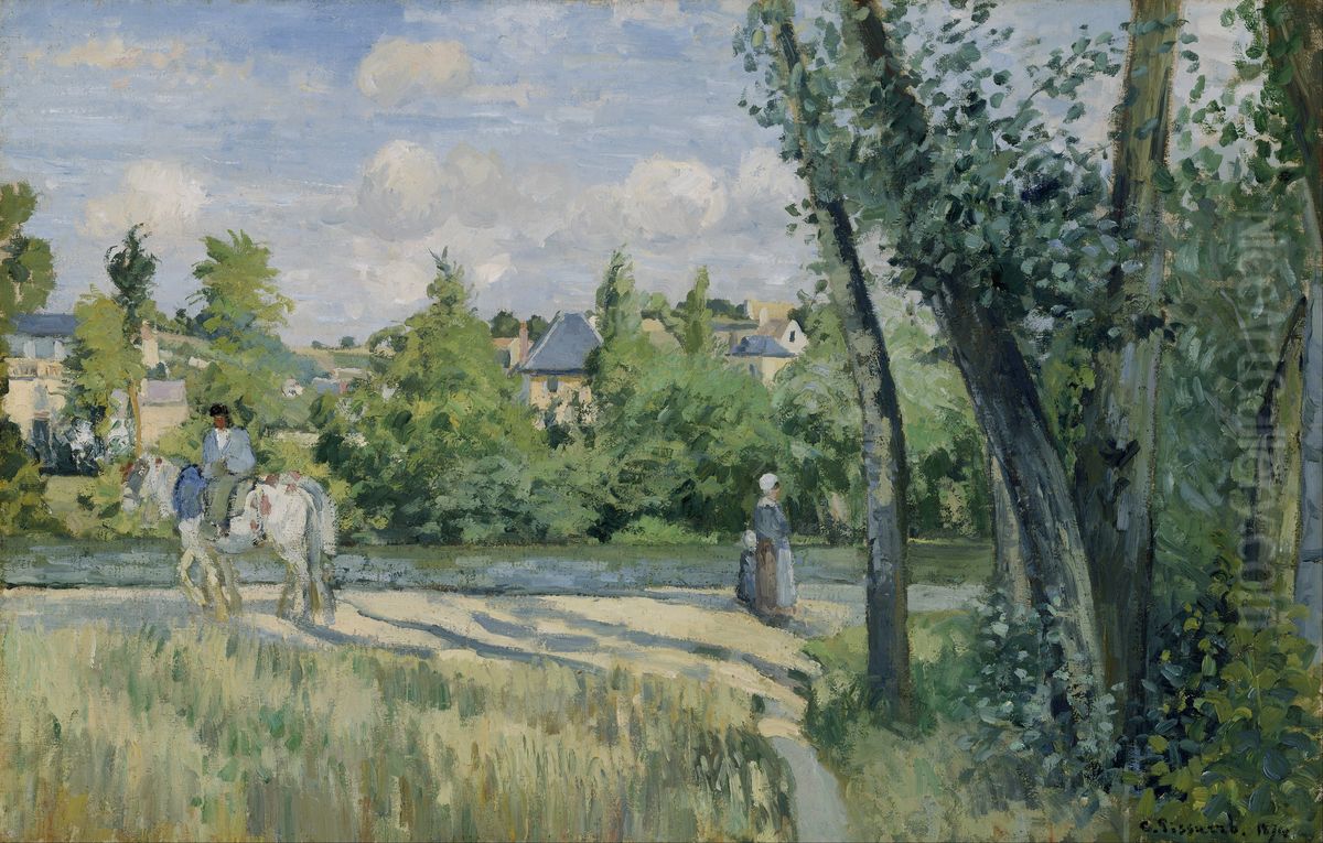 Lumiere du soleil sur la route, Pontoise Oil Painting by Camille Pissarro
