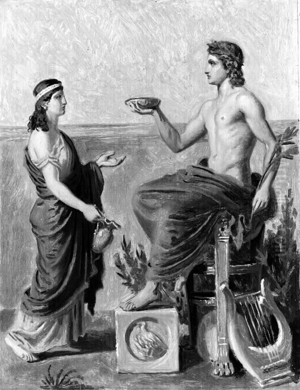 Apollo and Pythia Oil Painting by Constantin Hansen