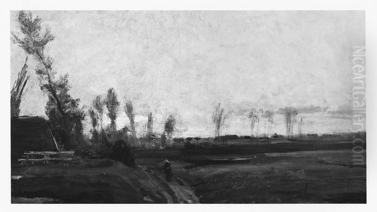 Sunset by a River Oil Painting by Charles-Francois Daubigny