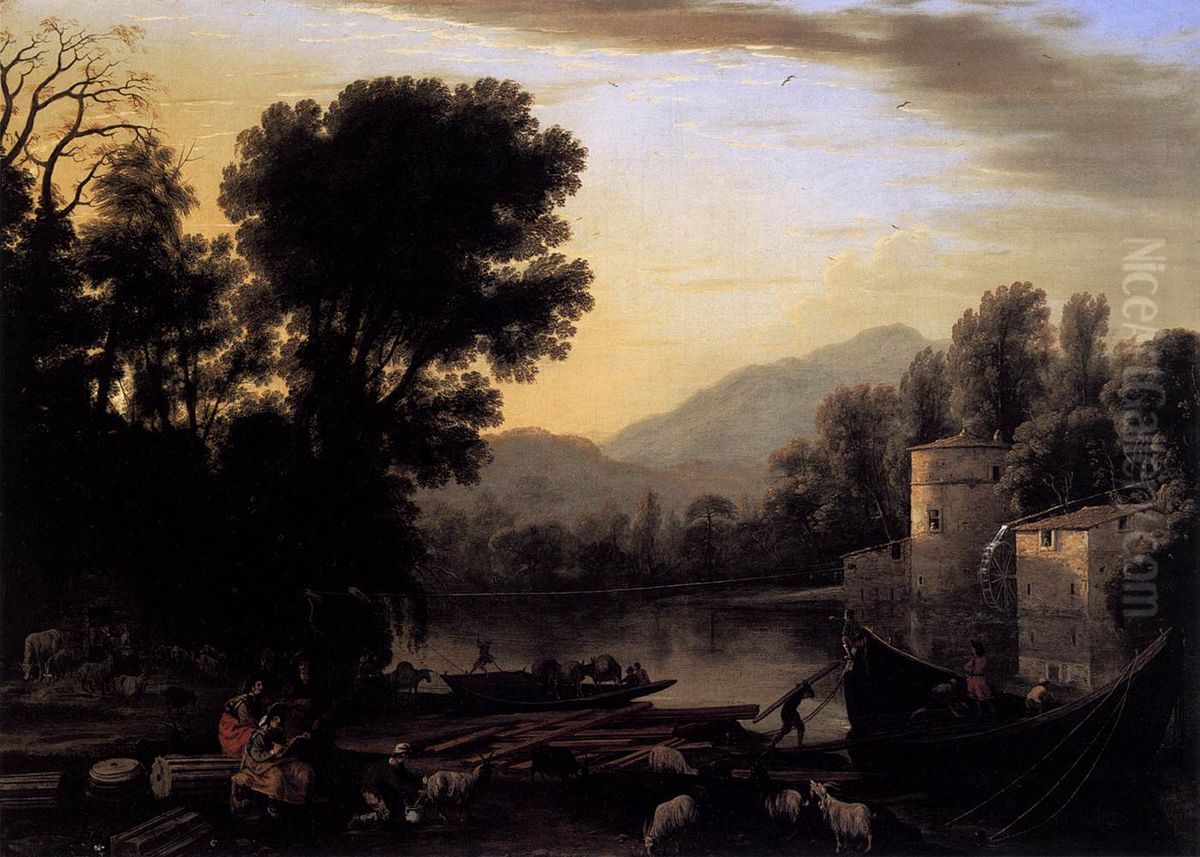 The Mill Oil Painting by Claude Lorrain (Claude Gellee)