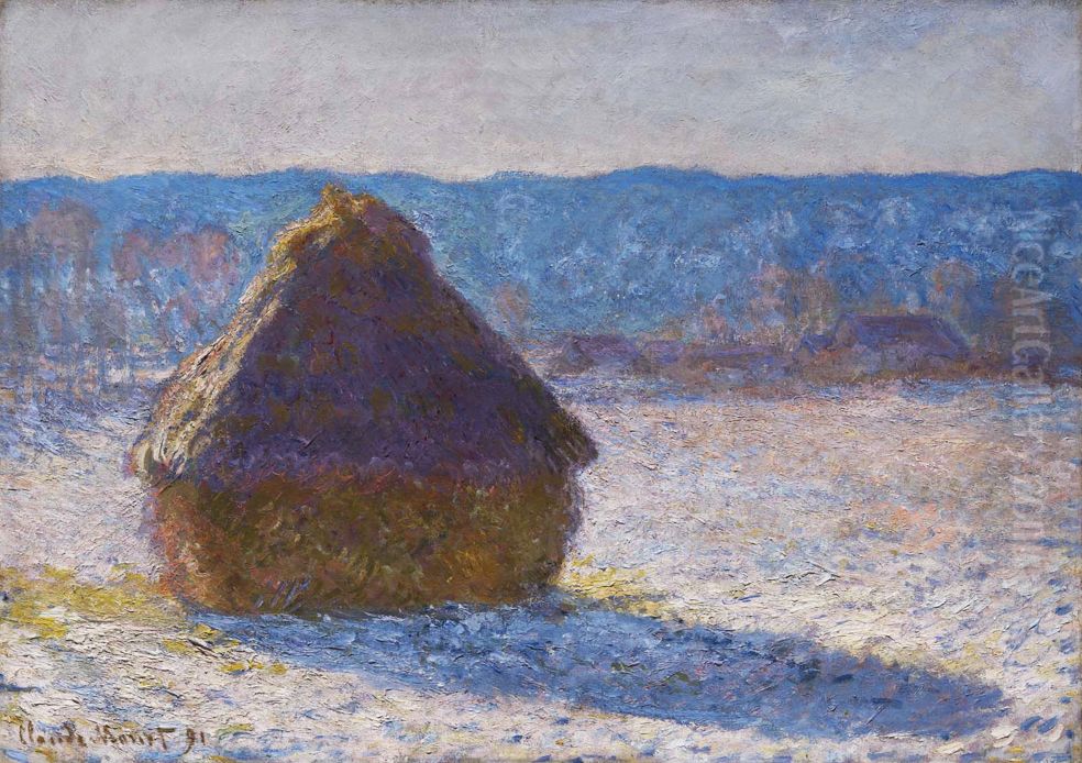 Meules, effet de neige, le matin Oil Painting by Claude Oscar Monet