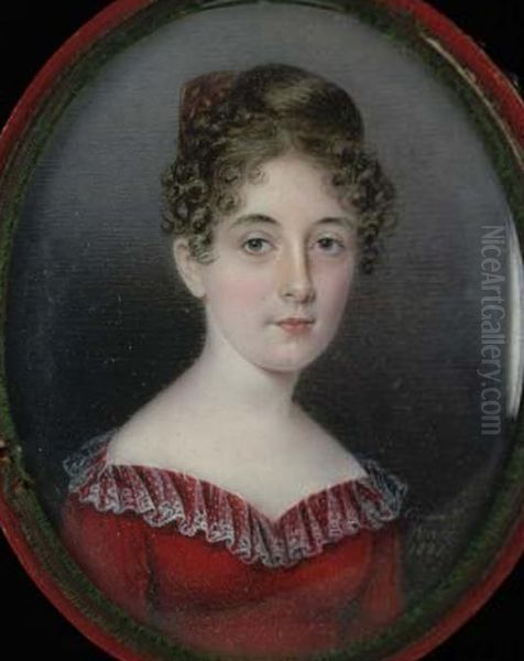 Woman in a Red Dress Oil Painting by Anna Claypoole Peale
