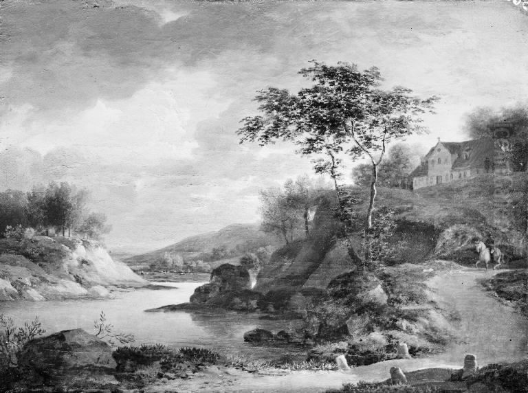 An Autumn Landscape by the Rhine Oil Painting by Jens Juel