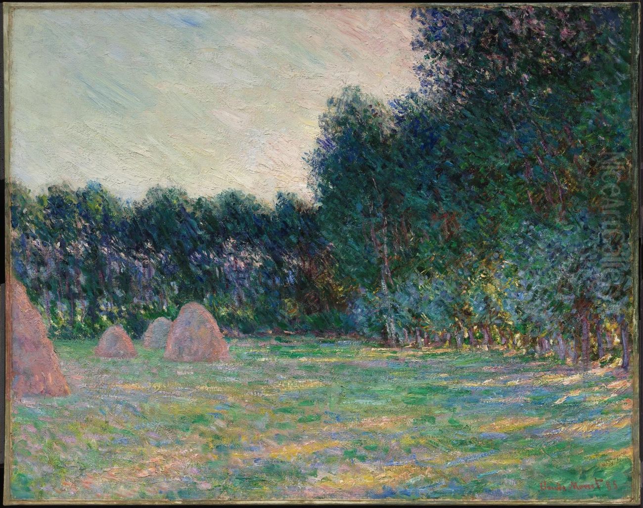 Meadow with Haystacks near Giverny Oil Painting by Claude Oscar Monet