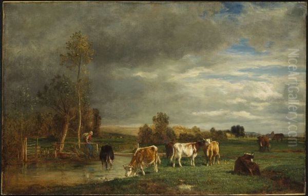 Landscape near Dieppe Oil Painting by Constant Troyon