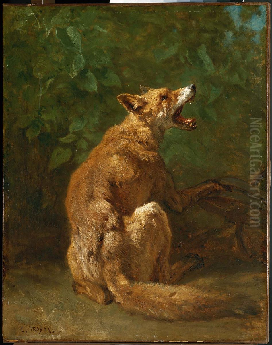 Fox in a Trap Oil Painting by Constant Troyon