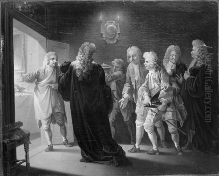 Den pantsatte Bondedreng, II akt, 8. scene Oil Painting by Christian August Lorentzen
