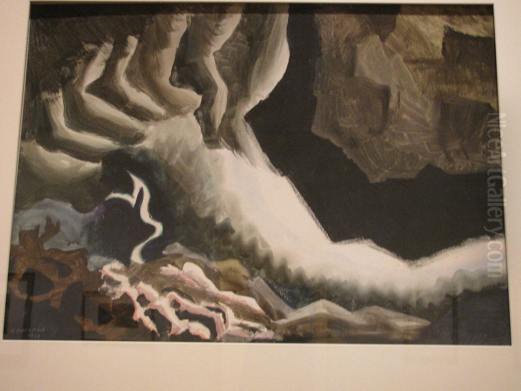 Lightning and Thunder at Night Oil Painting by Charles E. Burchfield