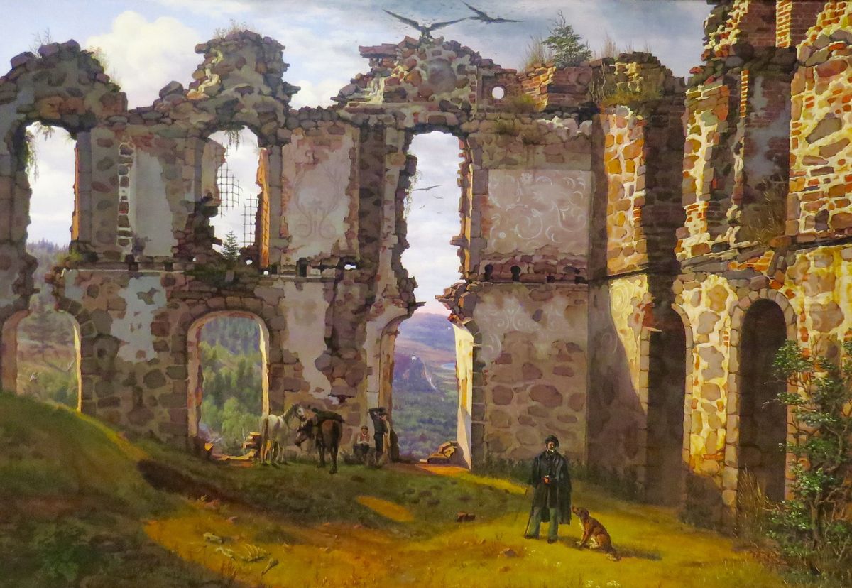 Ruinerne af Brahehus ved Jonkoping i Sverige Oil Painting by Frederik Sodring