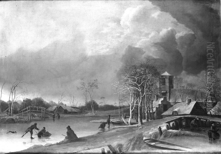 Winter Scenery Oil Painting by Ludolf Bakhuizen