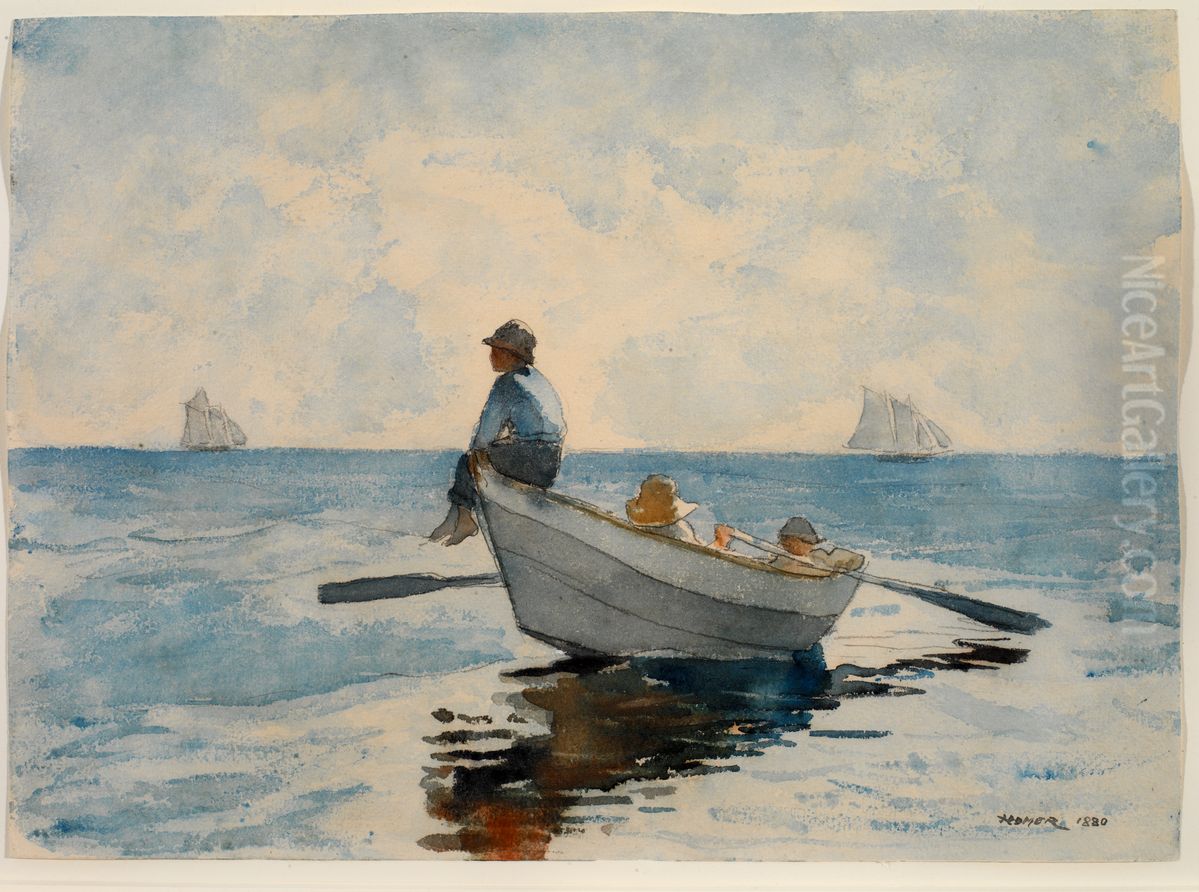 Boys in a Dory Oil Painting by Winslow Homer