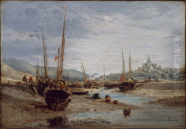 Harbor View Oil Painting by Eugene Isabey