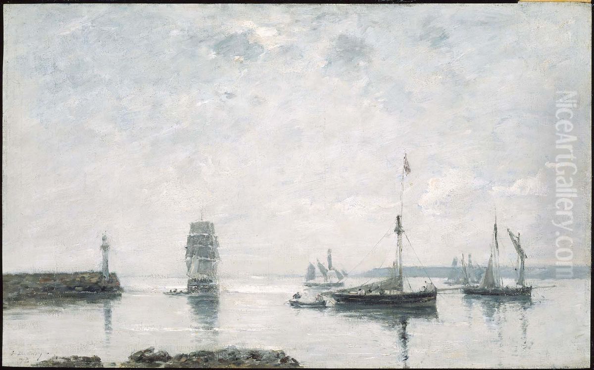 Harbor Entrance Oil Painting by Eugene Louis Boudin