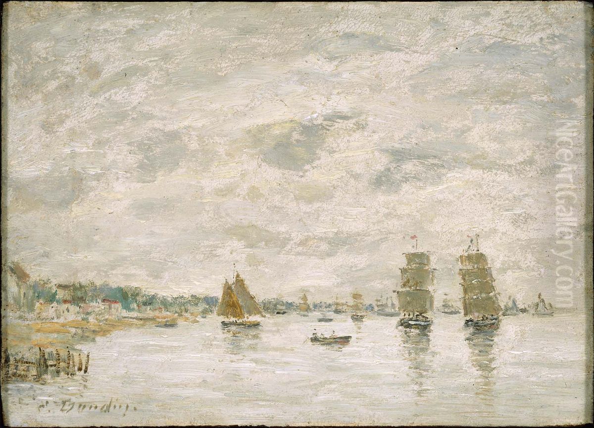Port Scene Oil Painting by Eugene Louis Boudin