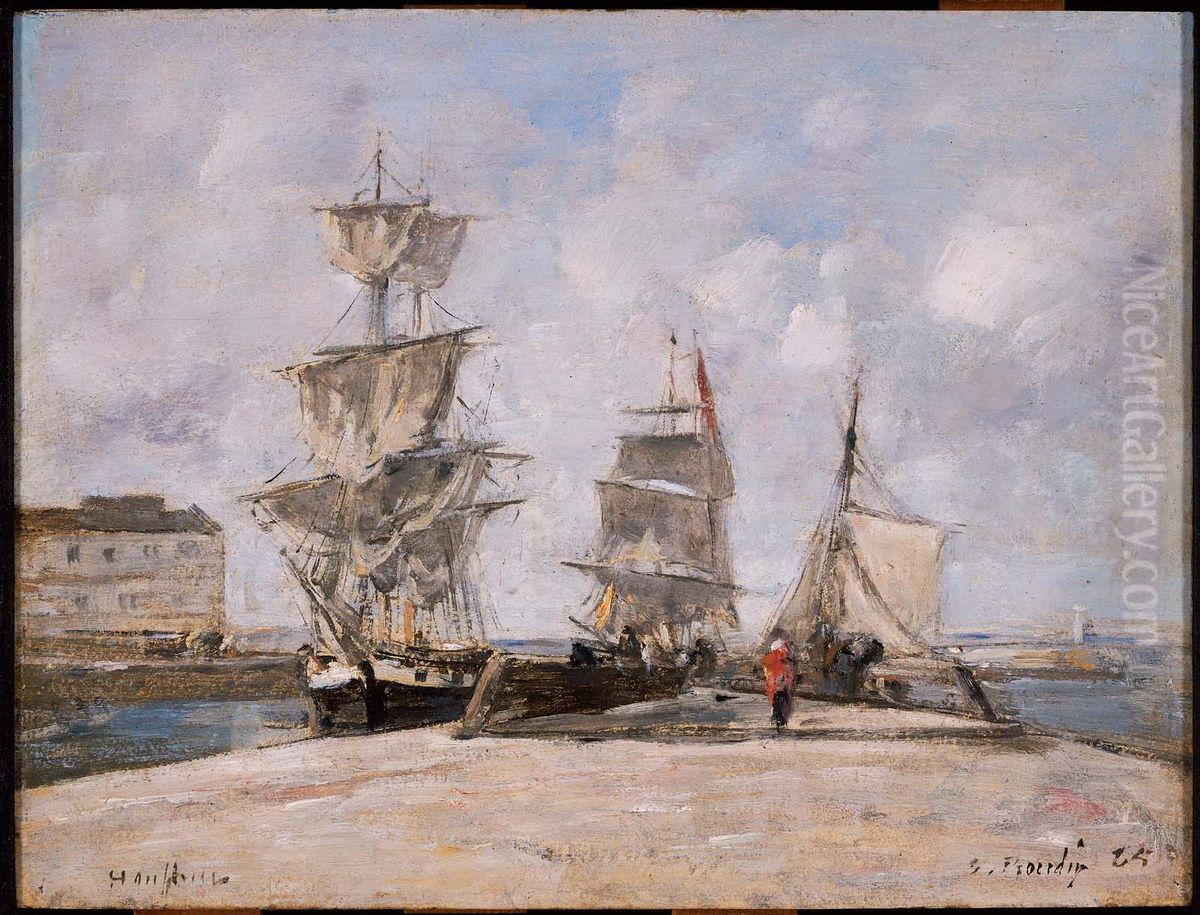 Harbor at Honfleur Oil Painting by Eugene Louis Boudin