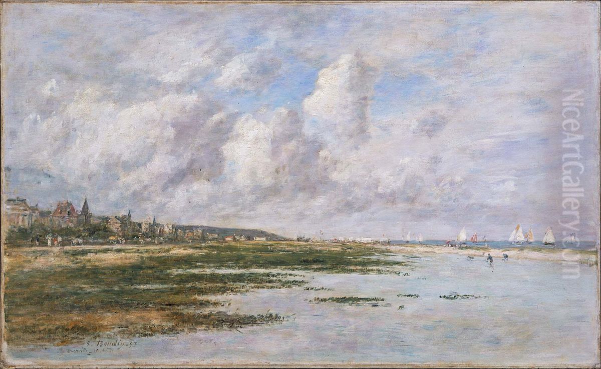 Deauville at Low Tide Oil Painting by Eugene Louis Boudin