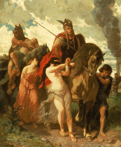 Captives Oil Painting by Evariste Vital Luminais