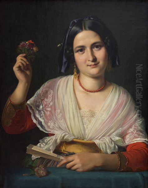 A Roman Woman in Fancy Dress Oil Painting by Wilhelm Marstrand