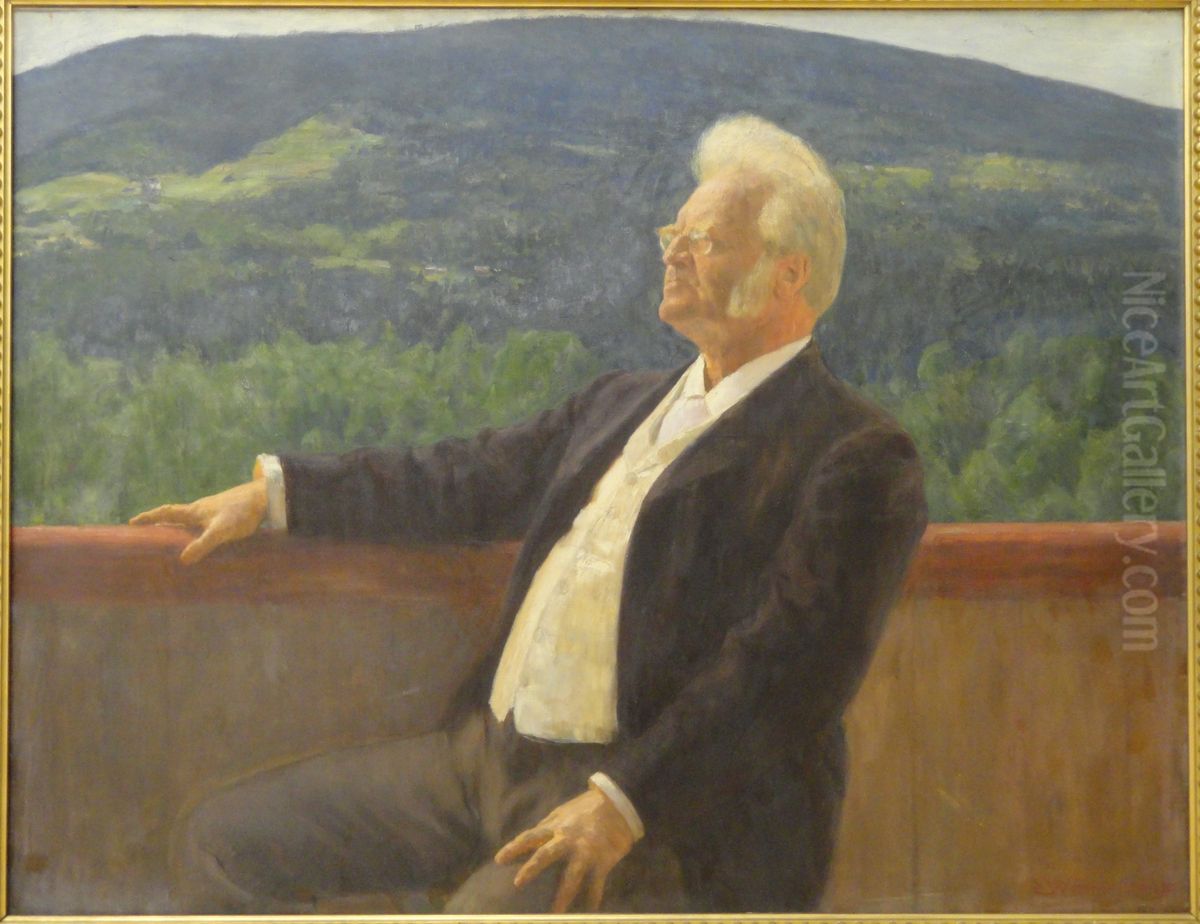Portraet af Bjornstjerne Bjornson Oil Painting by Erik Werenskiold