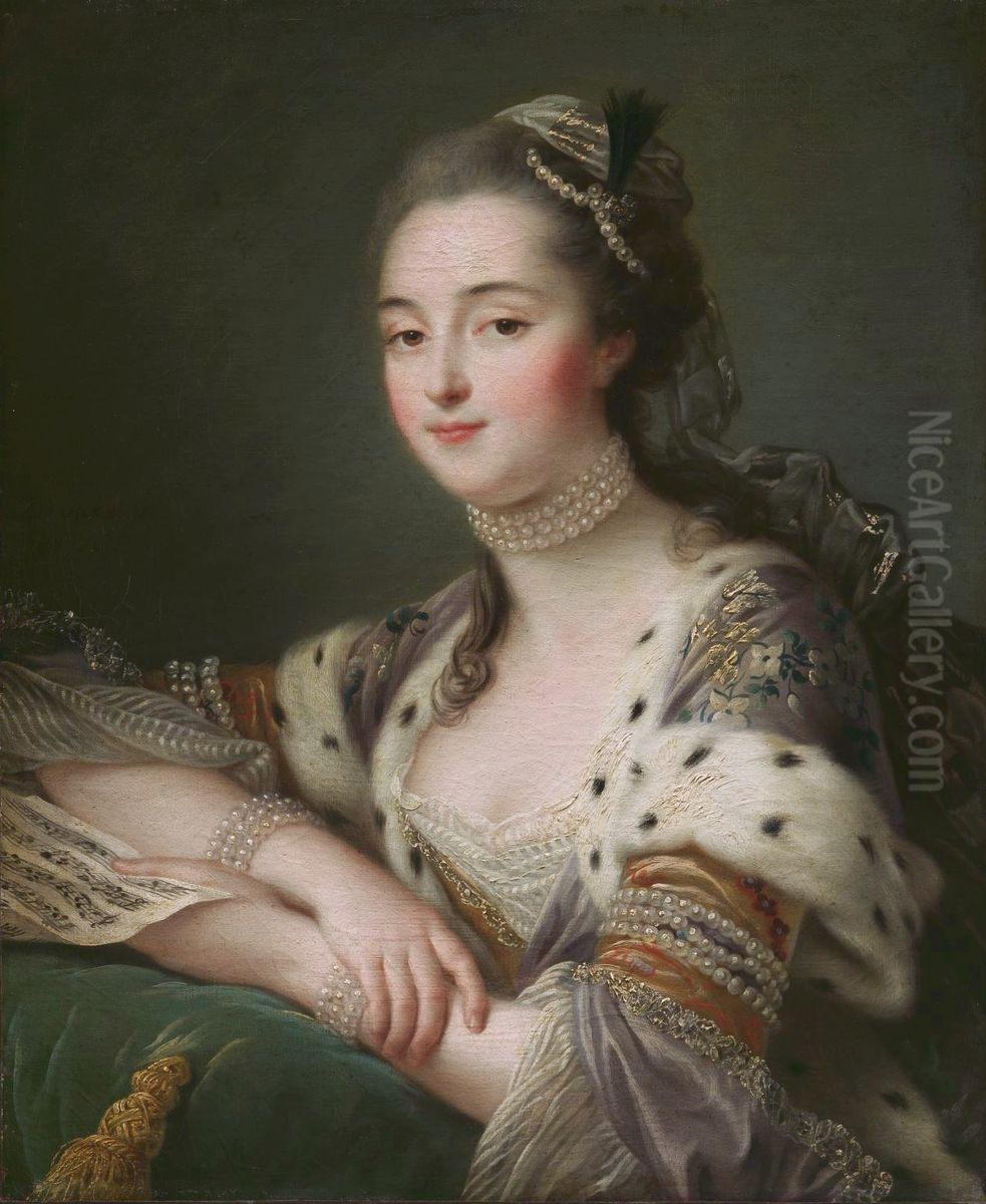 Mlle. Marguerite Catherine Haynault, later the Marquise de Montmelas in Turkish Costume Oil Painting by Francois-Hubert Drouais