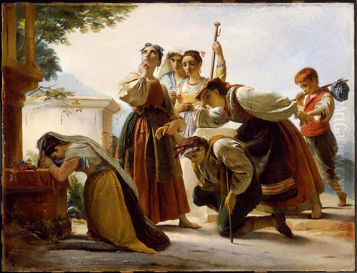 Pilgrimage in the Roman Campagna Oil Painting by Francois-Joseph Navez
