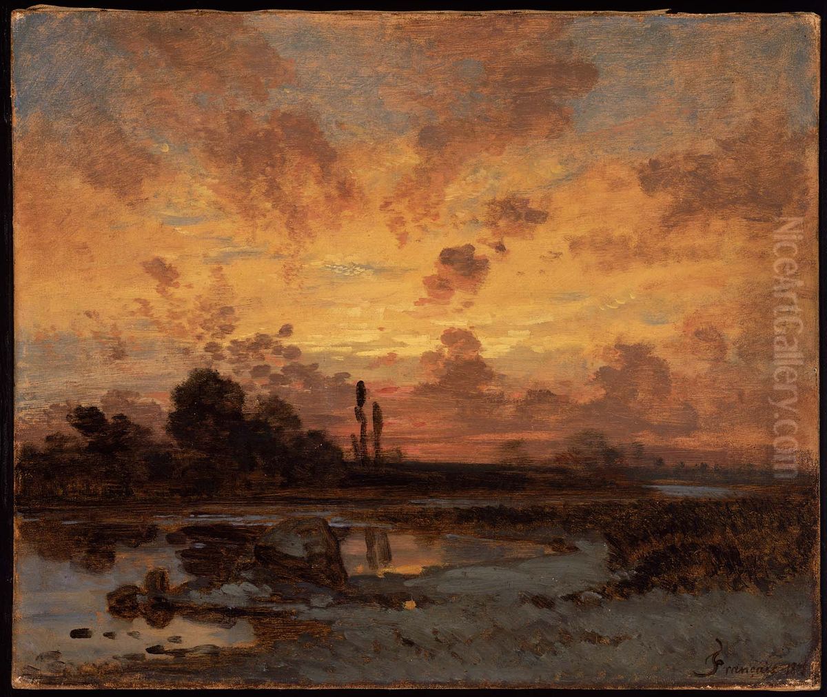 Sunset Oil Painting by Francois-Louis Francais