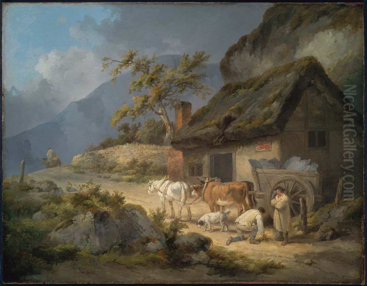 Carters with a Load of Slate Oil Painting by George Morland