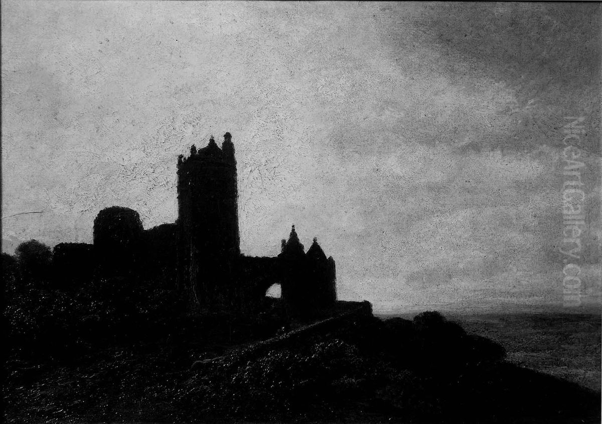 Castle in Ruins Oil Painting by Georges Michel