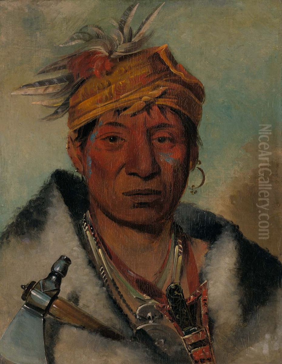 Ah-yaw-ne-tak-oar-ron, a Warrior Oil Painting by George Catlin