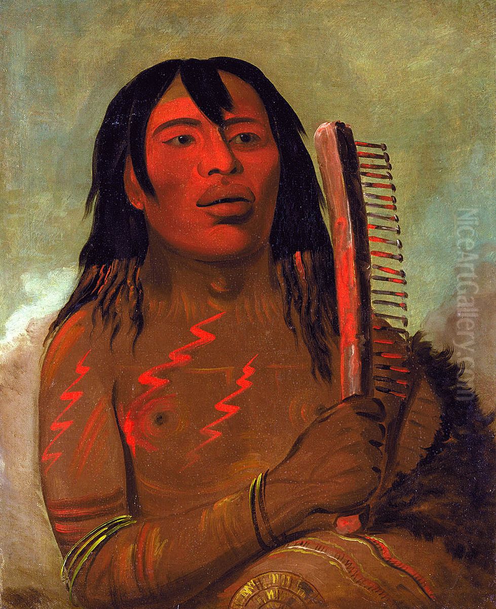 Tcha-des-sa-ko-mah-pee, Bear's Child Oil Painting by George Catlin