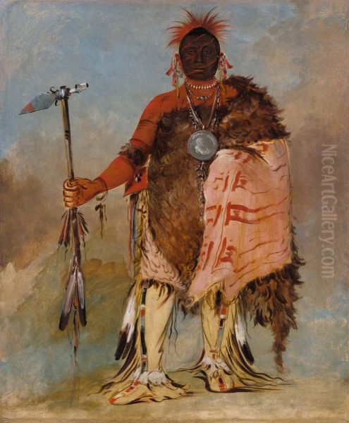Om-pah-ton-ga, Big Elk, a Famous Warrior Oil Painting by George Catlin
