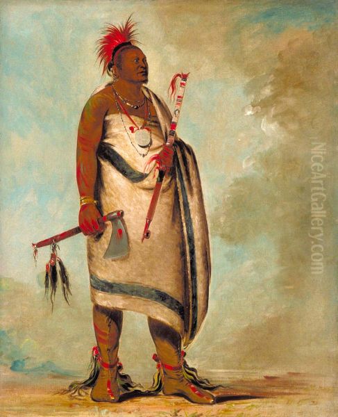Tchong-tas-sab-bee, Black Dog, Second Chief Oil Painting by George Catlin