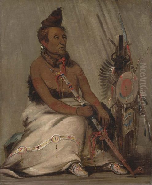 Eh-toh'k-pah-she-pee-shah, Black Moccasin, aged Chief Oil Painting by George Catlin