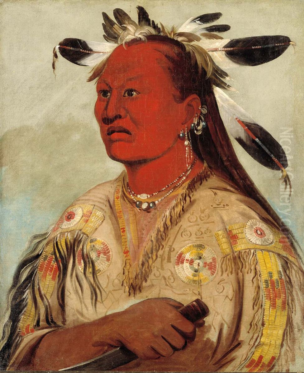 Stan-au-pat, Bloody Hand, Chief of the Tribe Oil Painting by George Catlin Stan-au-pat, Bloody Hand, Chief of the Tribe Oil Painting by George Catlin